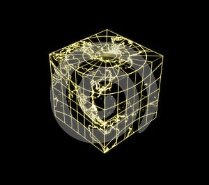 Globe Earth cubic light map outline