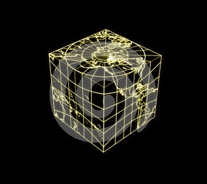 Globe Earth cubic light map outline