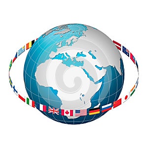 Globe earth with flag ring, Europe centric