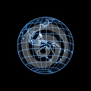 Globe Earth glowing light map outline