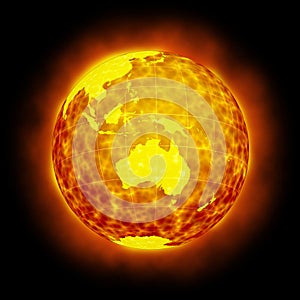 Globe Earth hot climate light halo flare