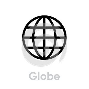 Globe earth icon. Editable line vector. Simple isolated single sign.