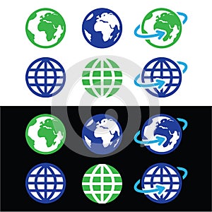 Globe earth icons in color