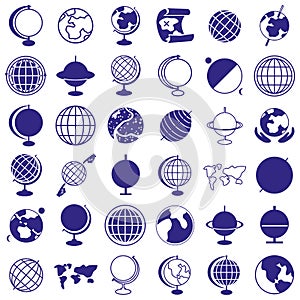 Globe, earth icons on white