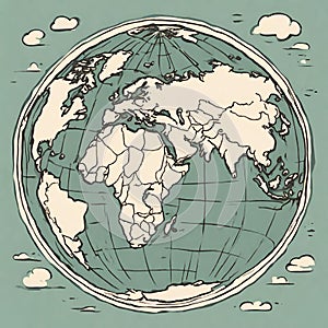 Globe earth illustration in fantasy style