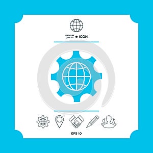 Globe of the Earth inside a gear or cog, setting parameters, Global Options icon