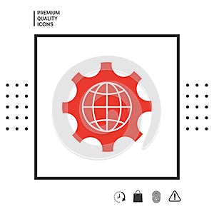 Globe of the Earth inside a gear or cog, setting parameters, Global Options icon