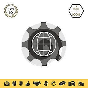 Globe of the Earth inside a gear or cog, setting parameters, Global Options icon