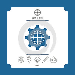 Globe of the Earth inside a gear or cog, setting parameters, Global Options icon