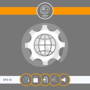 Globe of the Earth inside a gear or cog, setting parameters, Global Options icon