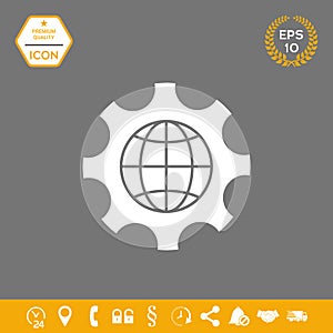 Globe of the Earth inside a gear or cog, setting parameters, Global Options icon