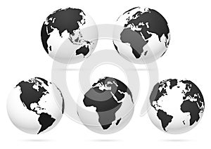 World globe earth map vector illustrations