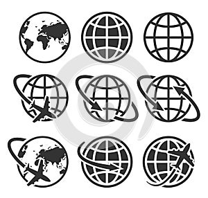Globe earth set icon vector illustration