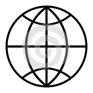 Globe or earth, symbol for web or internet, black icon