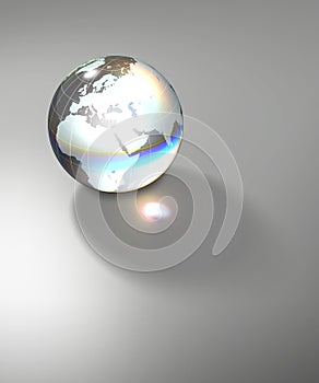 Globe Earth transparent glass planet