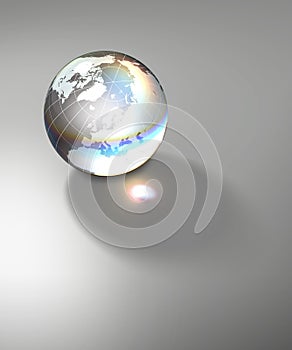 Globe Earth transparent glass planet