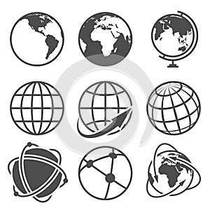 Globe earth vector icons set