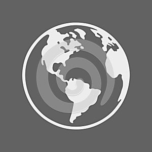 Globe earth web world icons vector white on black