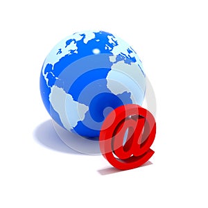 Globe and email sign