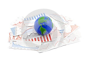 Globe on financial charts