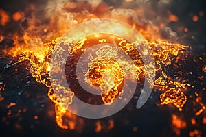 Globe with a fire burning on it