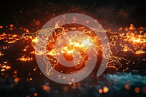 Globe with a fire burning on it