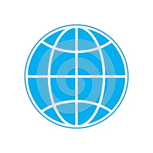 Globe Flat Icon Vector, Web Symbol Design, Blue World Sign Image