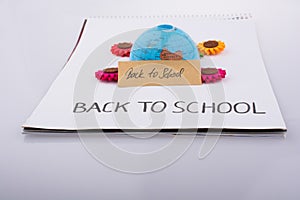 Globe, flowers and back to school title