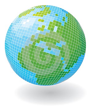 Globe in the form of a disco ball.