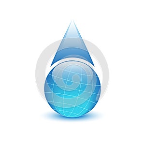 Globe in the form of drops water, environmental logo