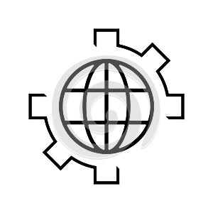 Globe gear communicaton business leadership pictogram