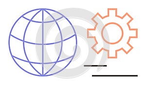 Globe and Gear Representing Global Technology and System Development Concepts