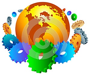 Globe with gear wheels