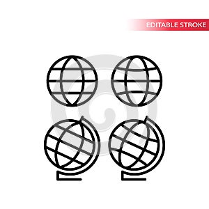 Globe and globus, sign for website thin line vector icon set photo