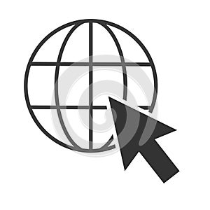Globe go to World Wide Web Vector Icon. Vector Line Logo illustration. Browser symbol