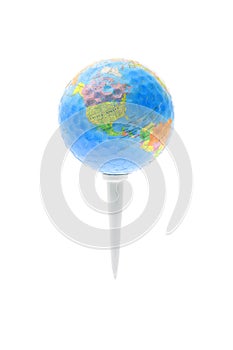 Globe on golf tee