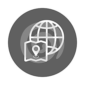 Globe, gps, map icon. Gray vector graphics