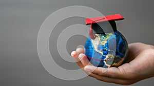 The globe with graduation cap.AI generated image