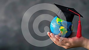 The globe with graduation cap.AI generated image