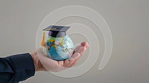 The Globe with Graduation Cap. AI generated