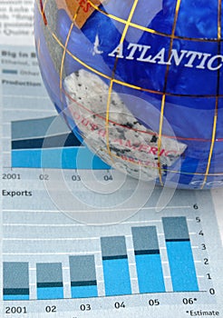Globe and graph of economy