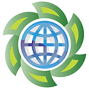 Globe and green arrows