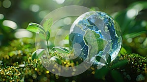 The globe among green leaves. AI generated