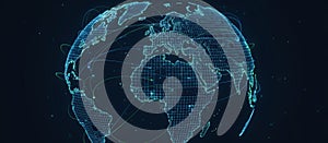 Globe grid connecting world map internet network