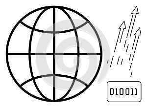 Global Connectivity with Data Flow and Binary Code Representing Digital Transformation