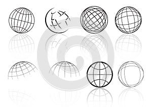 Globe grid reflection - vector