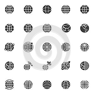 Globe grid vector icons set