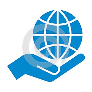 Globe in hand icon. Symbol for save earth