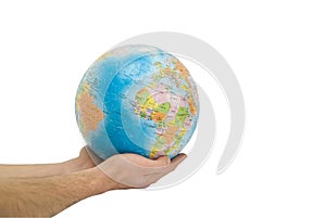 The globe on hands
