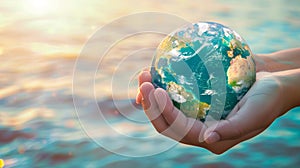 The Globe in Hands.AI generated image